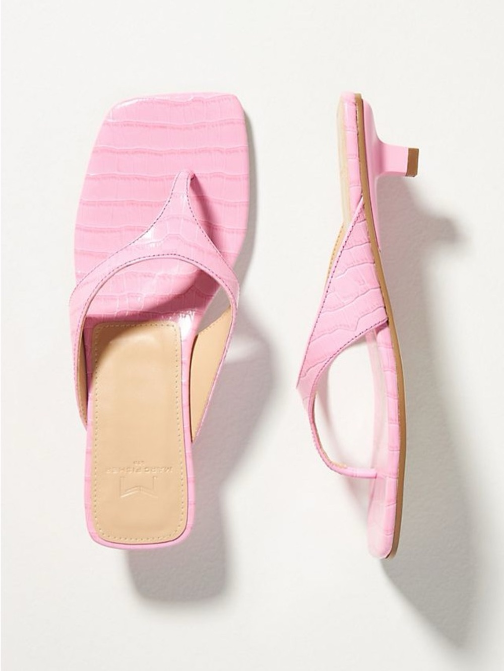 Marc Fisher Women’s Pink Croc-Embossed Thong Sandals